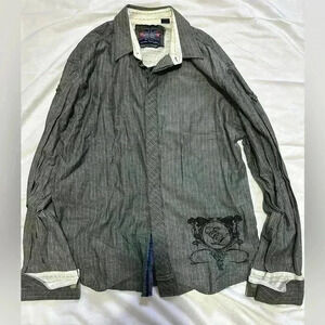 English Laundry Men’s S Christopher Wicko Raw Hem Hand Sewn Embroidered Shirt